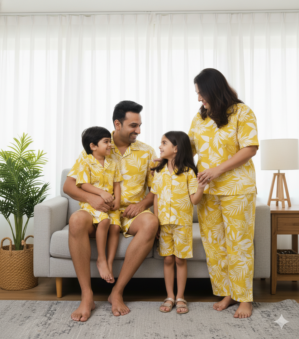 Family Matching Combo for Vacation & Pool Party Yellow