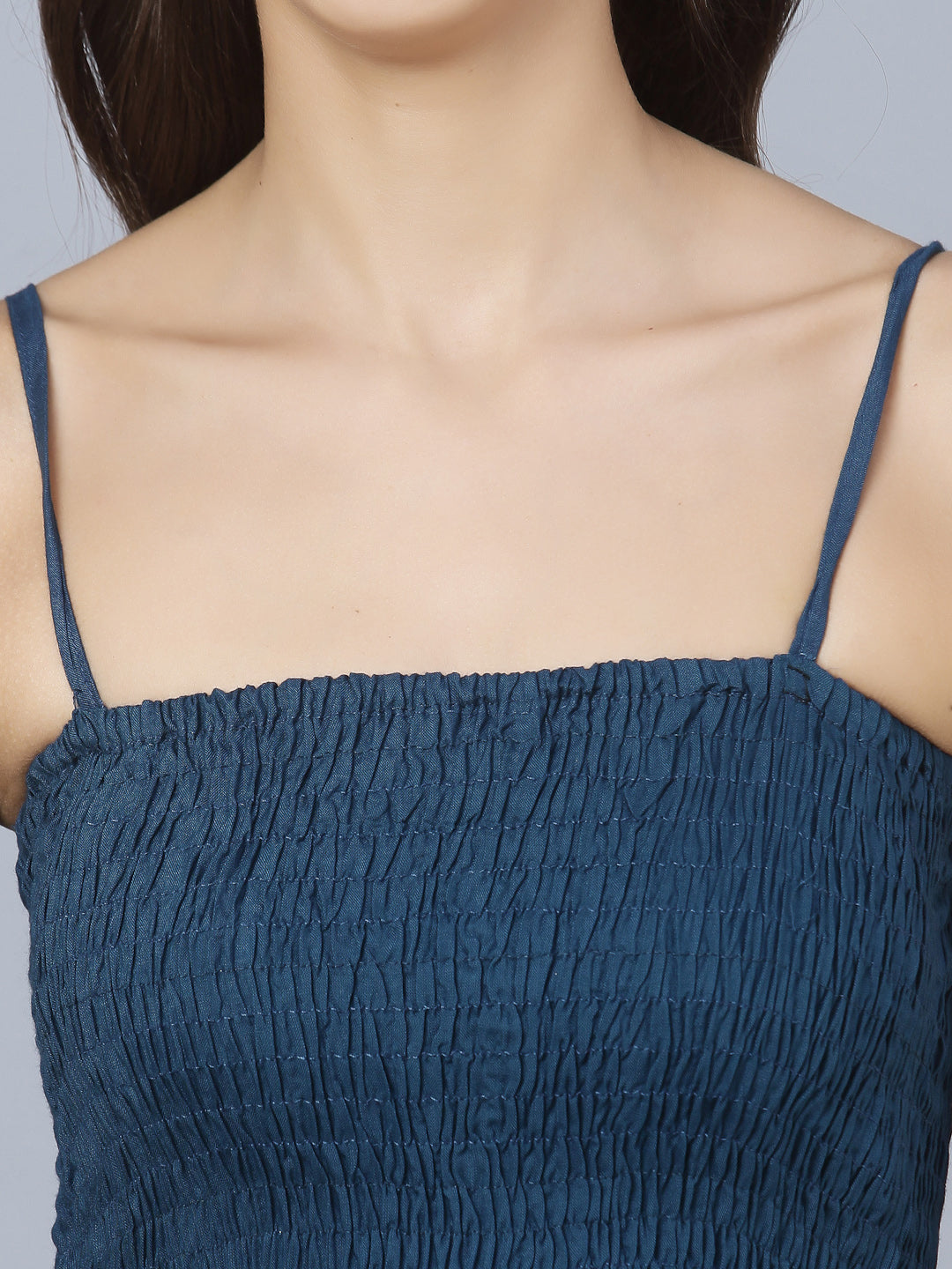 Teal Blue Shoulder Straps One Piece Maxi Dress