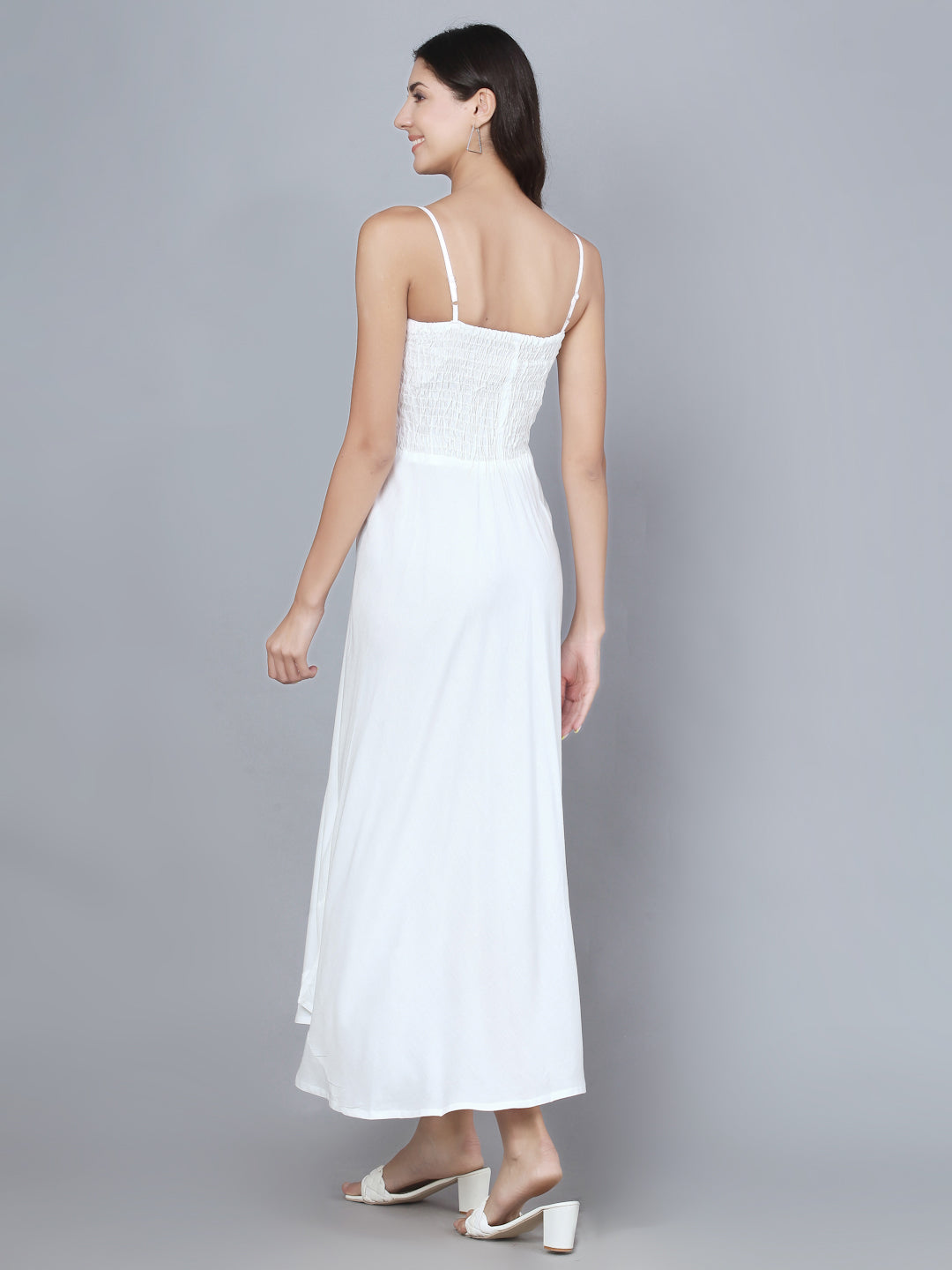 White Shoulder Straps One Piece Maxi Dress