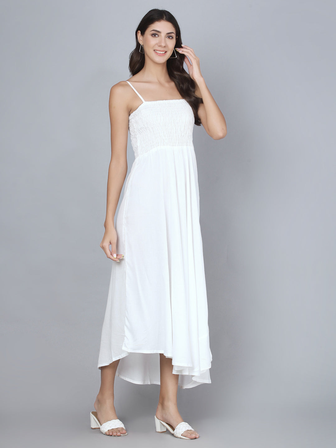 White Shoulder Straps One Piece Maxi Dress