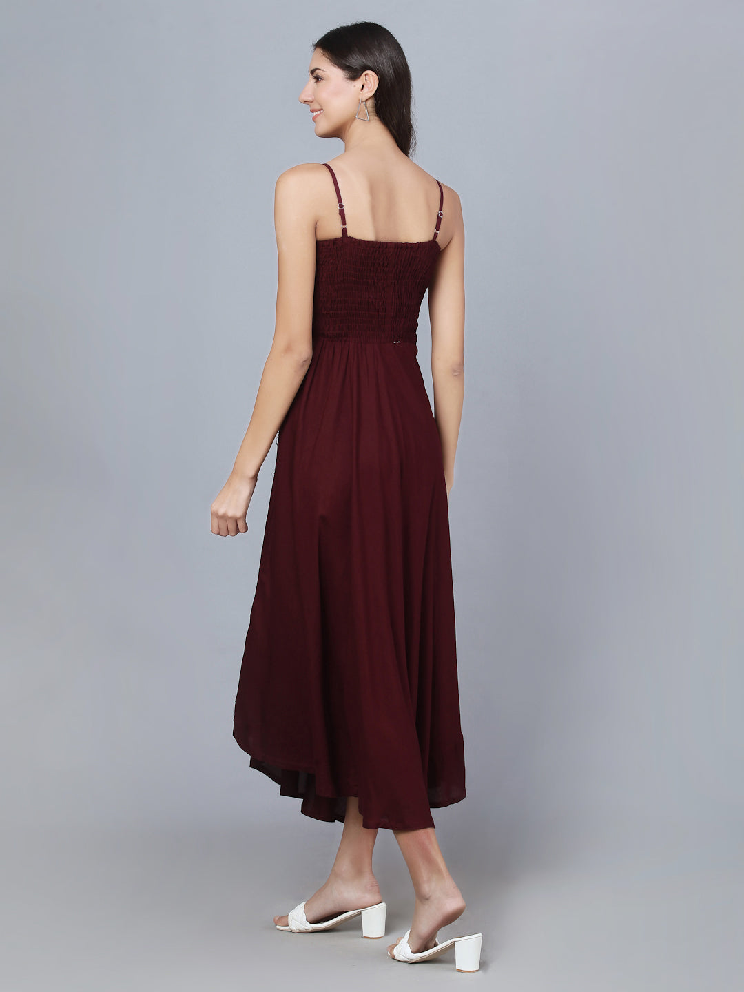Wine Shoulder Straps One Piece Maxi Dress