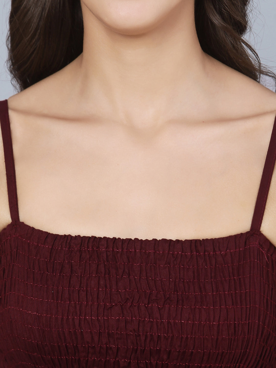 Wine Shoulder Straps One Piece Maxi Dress