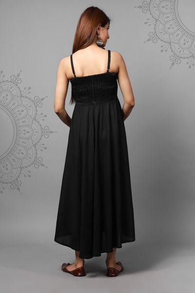 Solid Black Color Shoulder Straps Maternity Gown