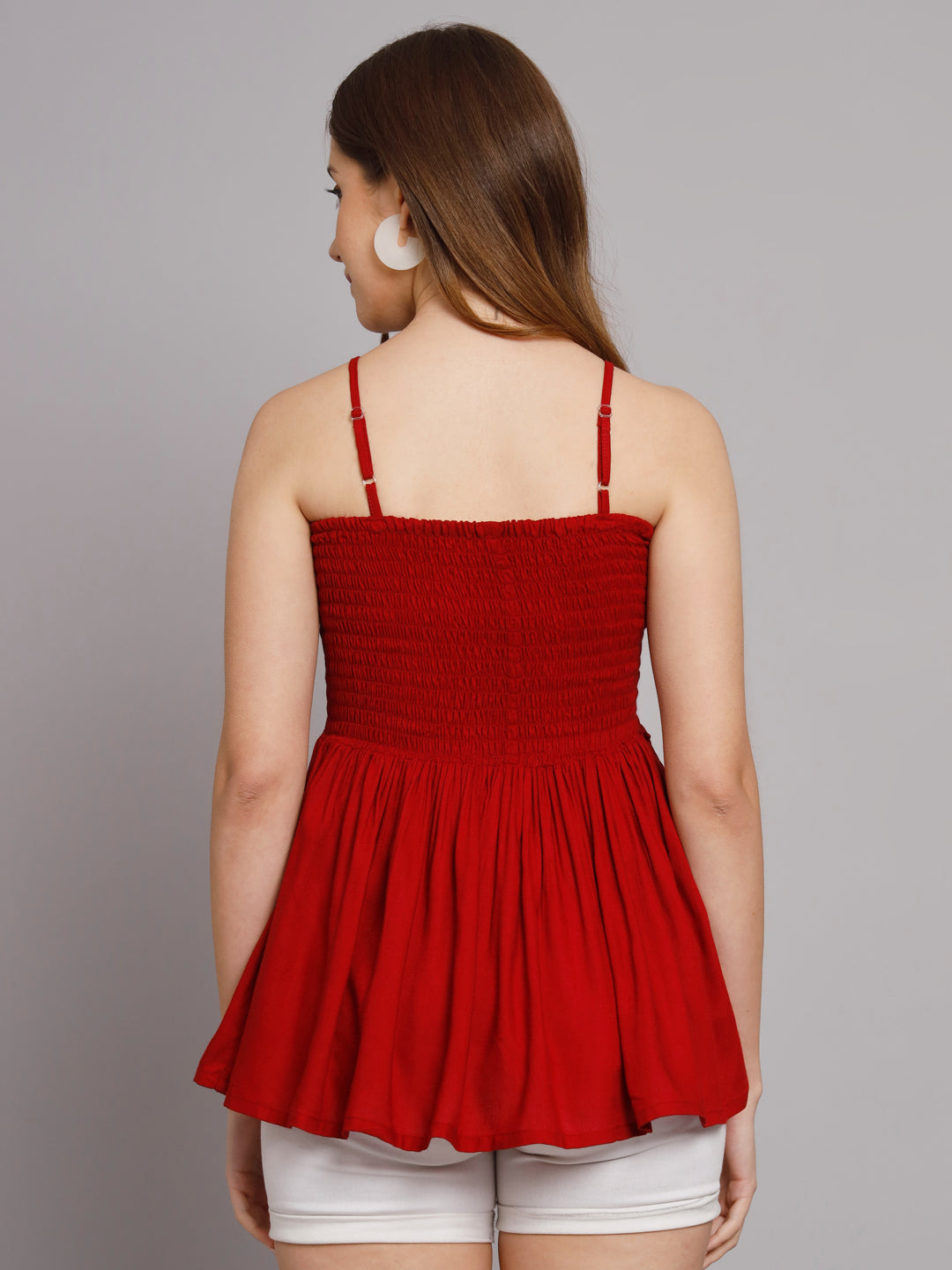 Maroon Shoulder Straps One Piece Bobbin Elastic Dress