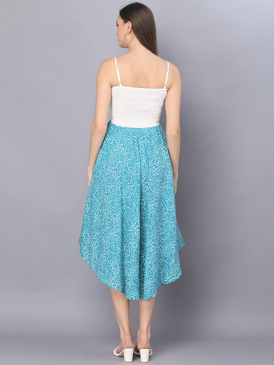 Sea Green Bandhej Printed Shoulder Straps Long Dress