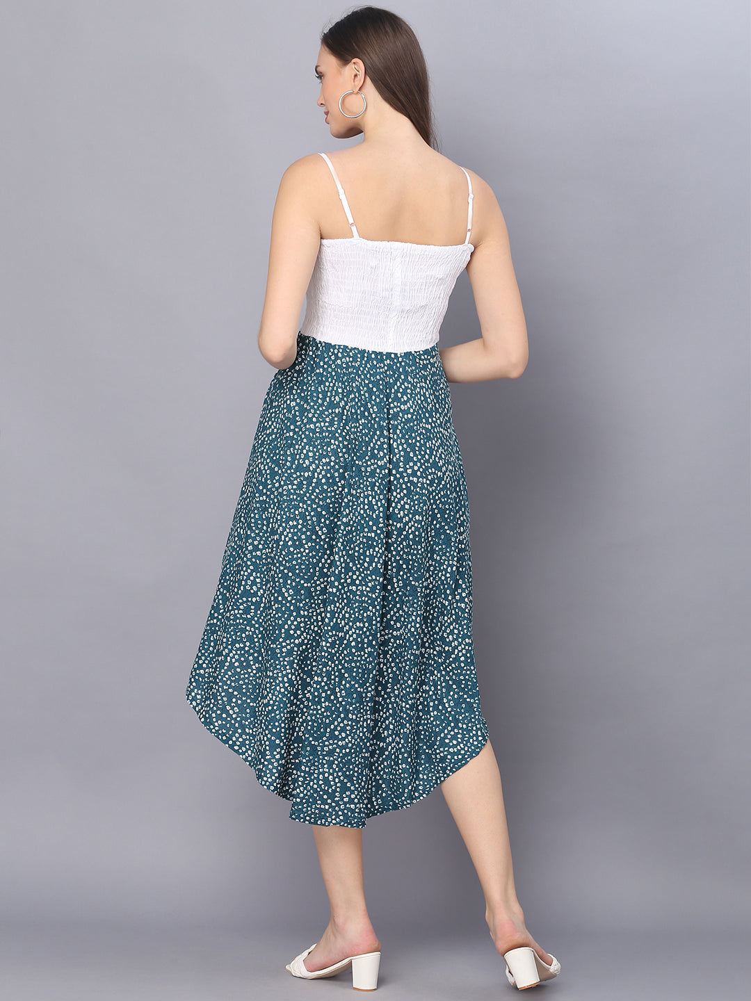 Dark Green Bandhej Printed Shoulder Straps Long Dress