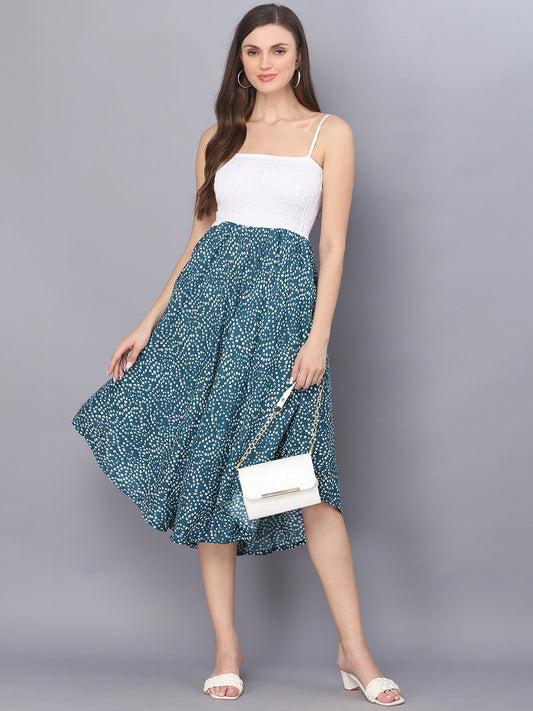 Dark Green Bandhej Printed Shoulder Straps Long Dress