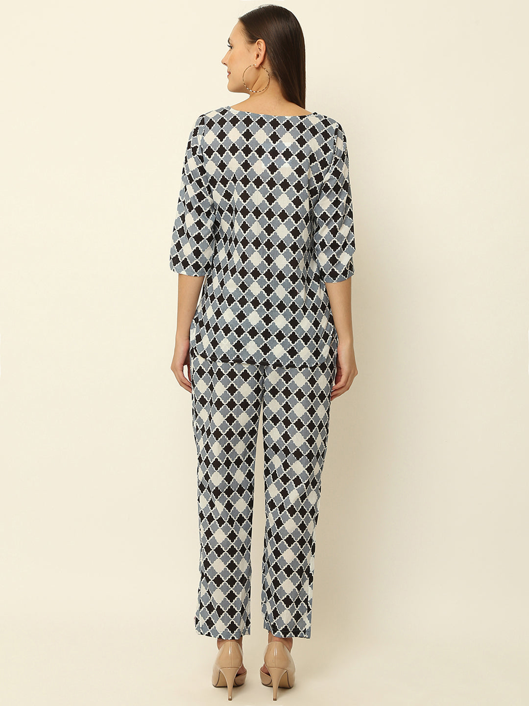 Black Abstract Printed Cotton Co-Ord Set