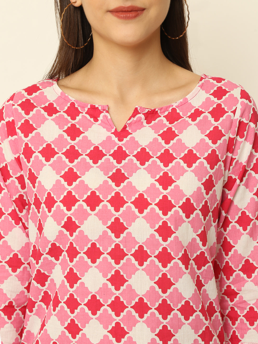 Pink Abstract Printed Cotton Co-Ord Set