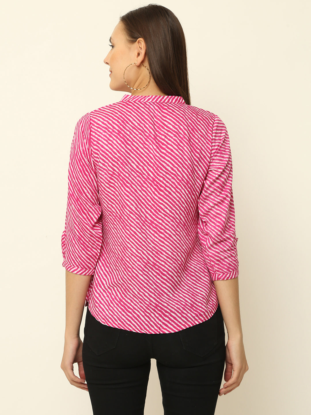 Pink Lahariya Printed Casual Top