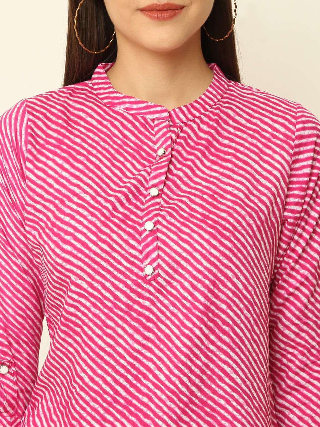 Pink Lahariya Printed Casual Top
