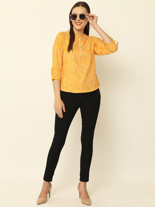 Yellow Lahariya Printed Casual Top