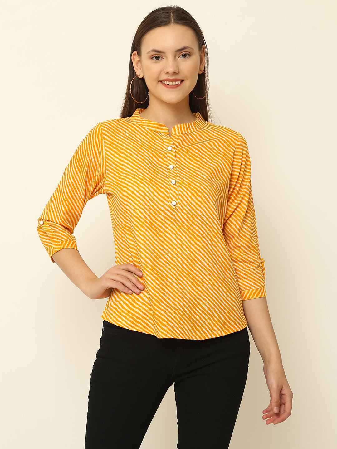 Yellow Lahariya Printed Casual Top
