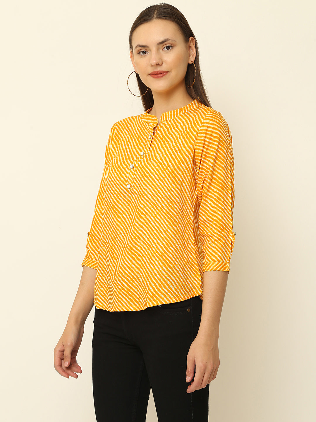 Yellow Lahariya Printed Casual Top