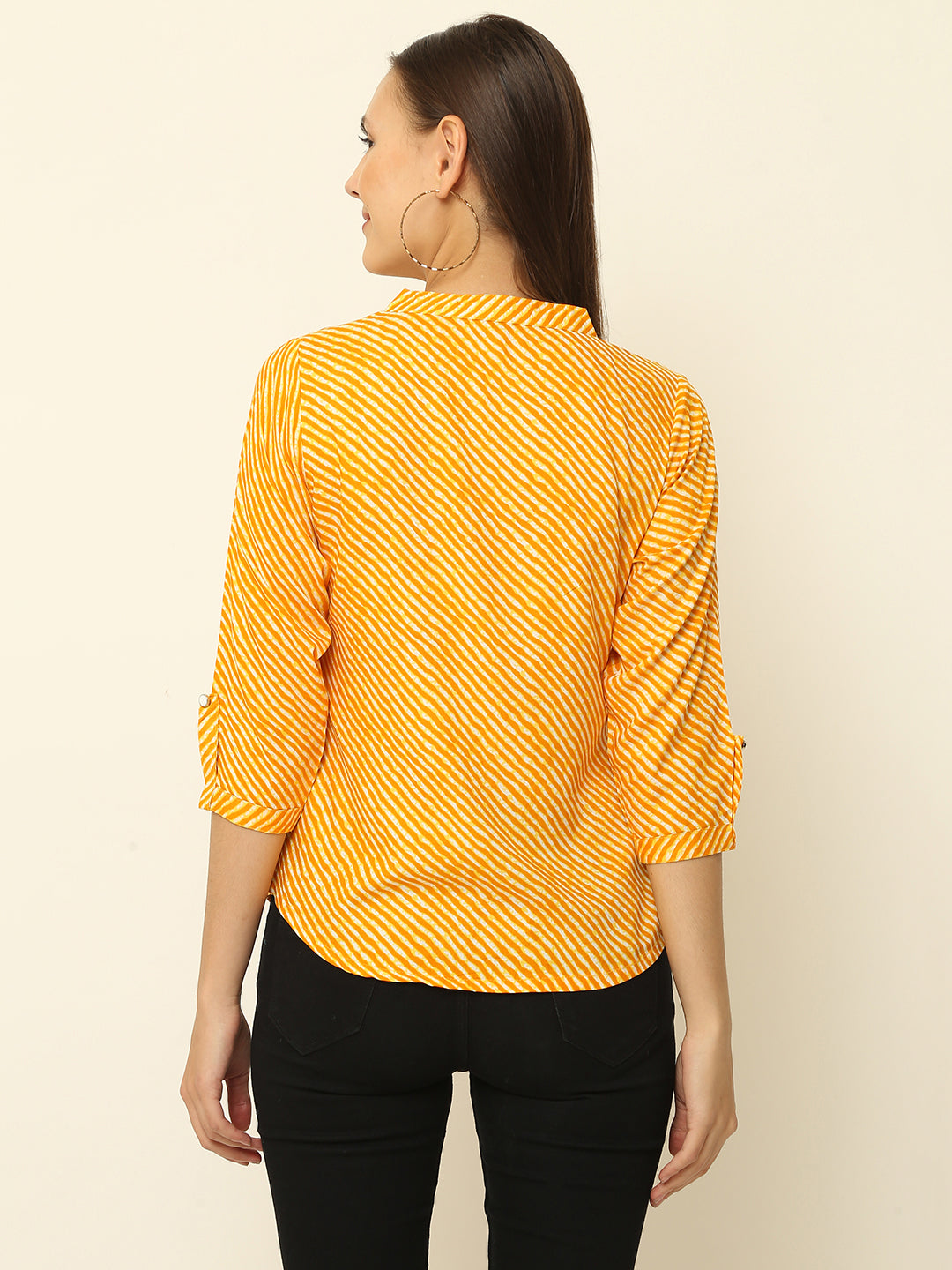 Yellow Lahariya Printed Casual Top