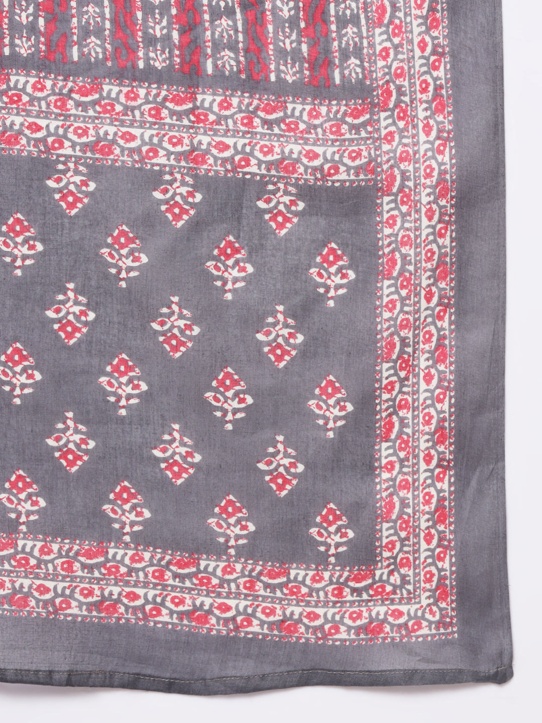 Grey Booti Printed Gota Straight Kurta with Pant & matching Dupatta