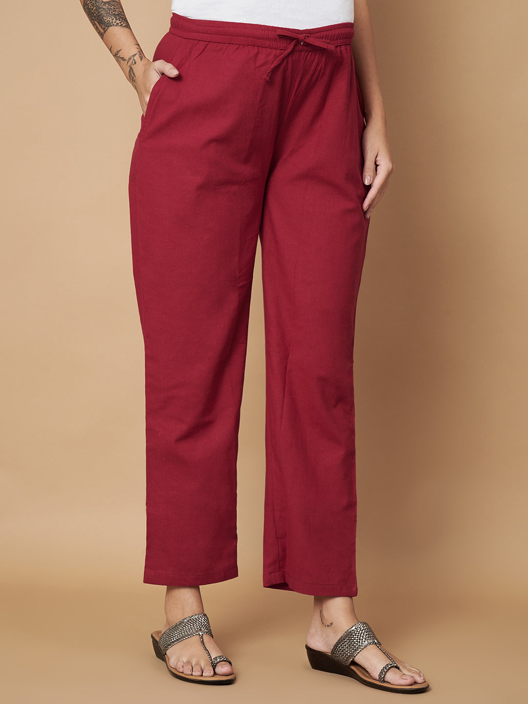 Solid Maroon Maternity Co-Ord Set with Zip
