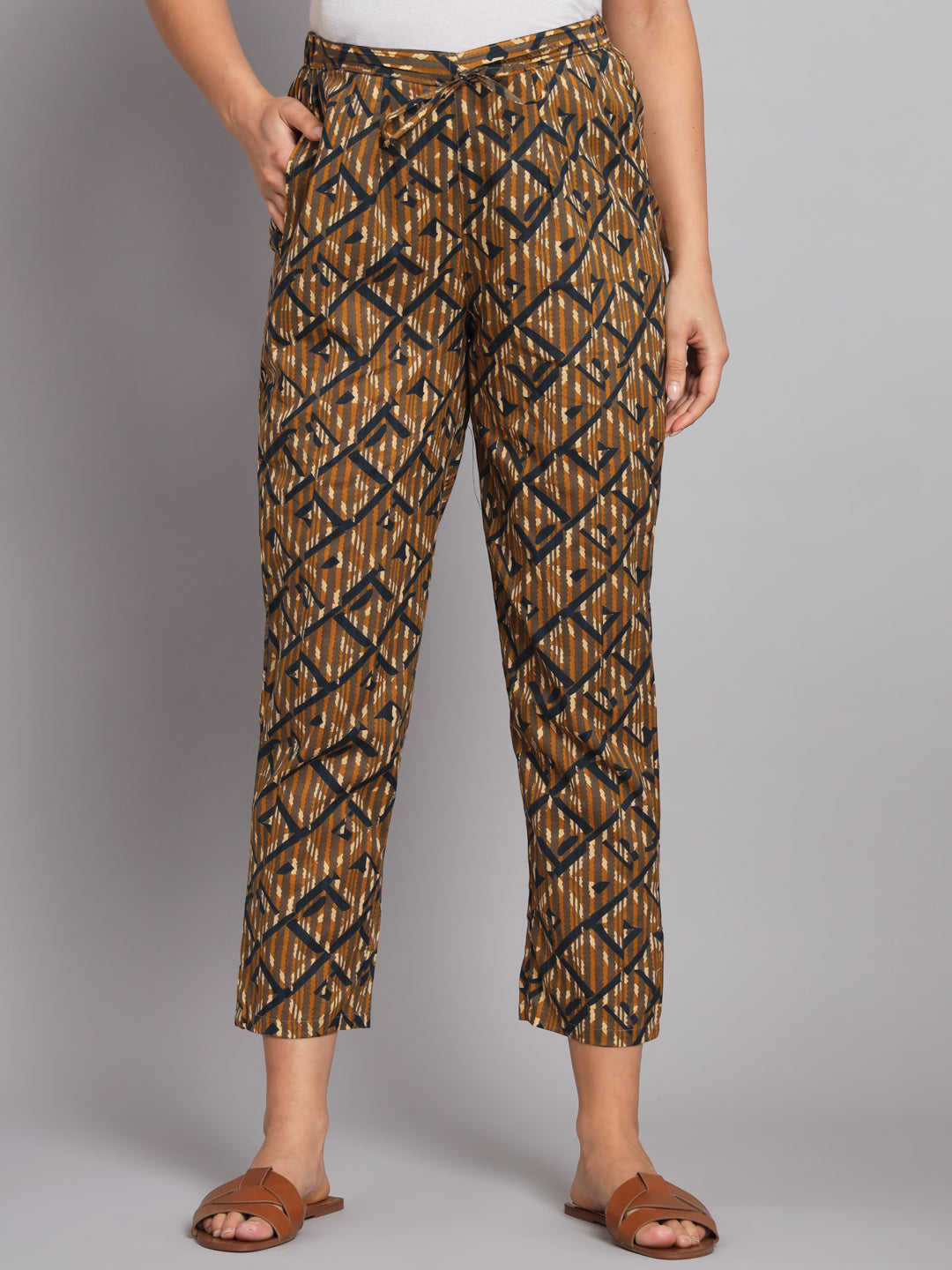 Brown Abstract Printed Maternity Co-Ord Set with Zip