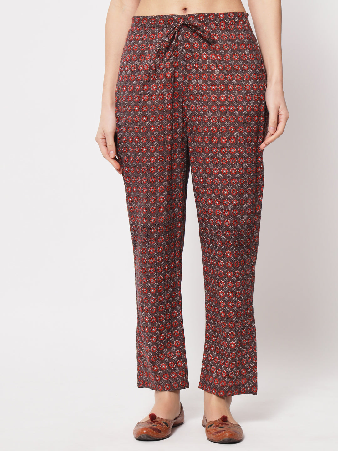 Maroon Abstract Printed Maternity Co-Ord Set with Zip