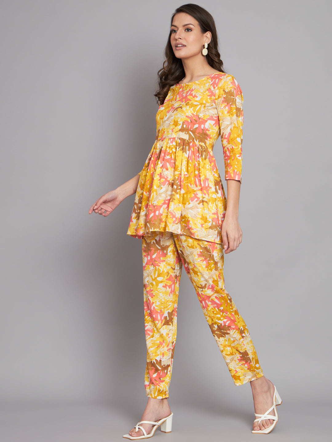 Yellow Flower Kantha Printed Co-Ord Set