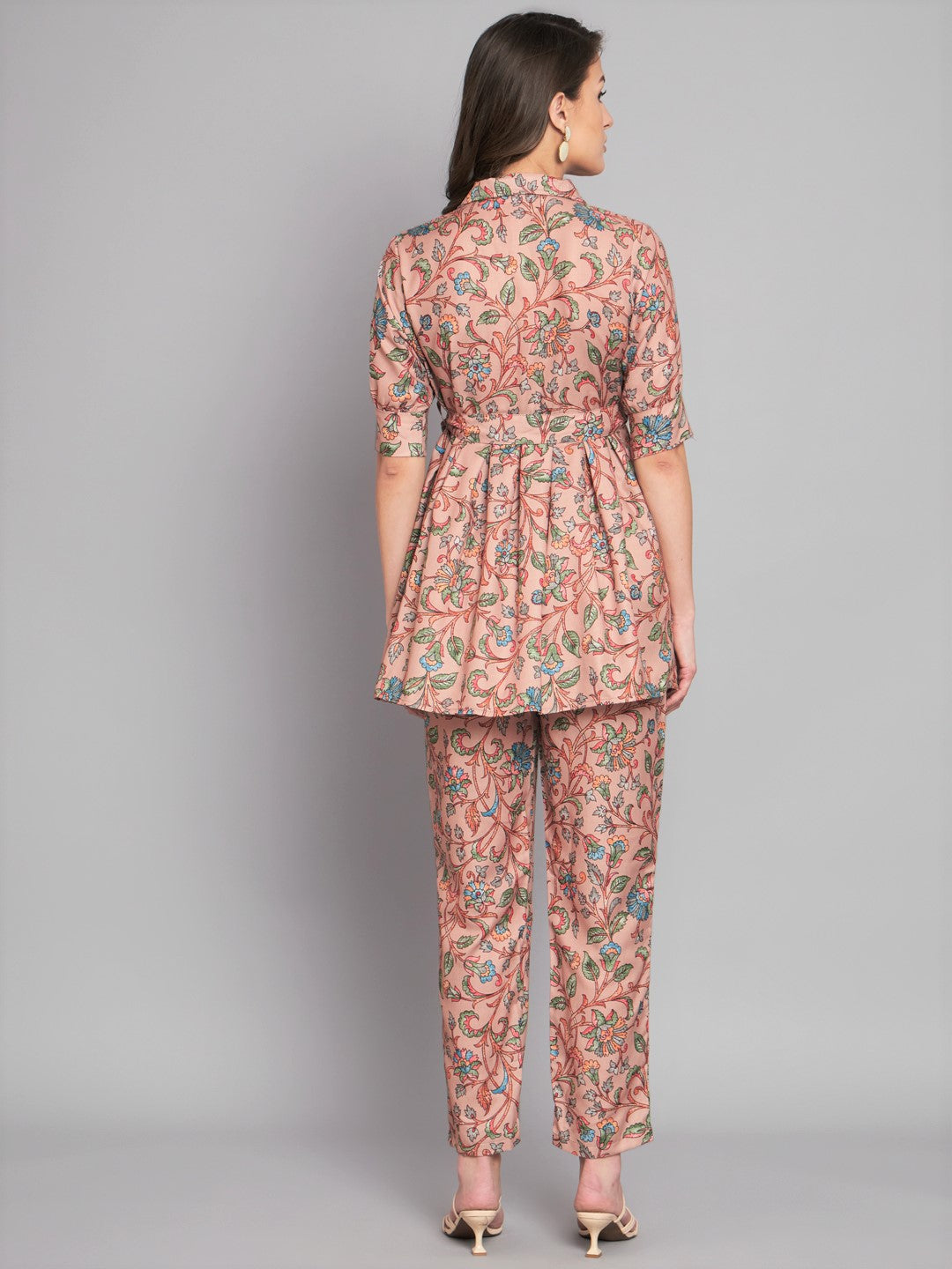 Floral Digital Printed Pleated Top Co-Ord Set