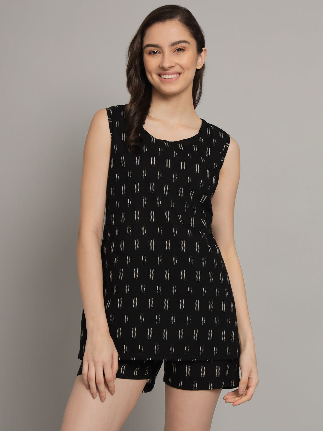 Black Abstract Printed Cotton Co-Ord Set