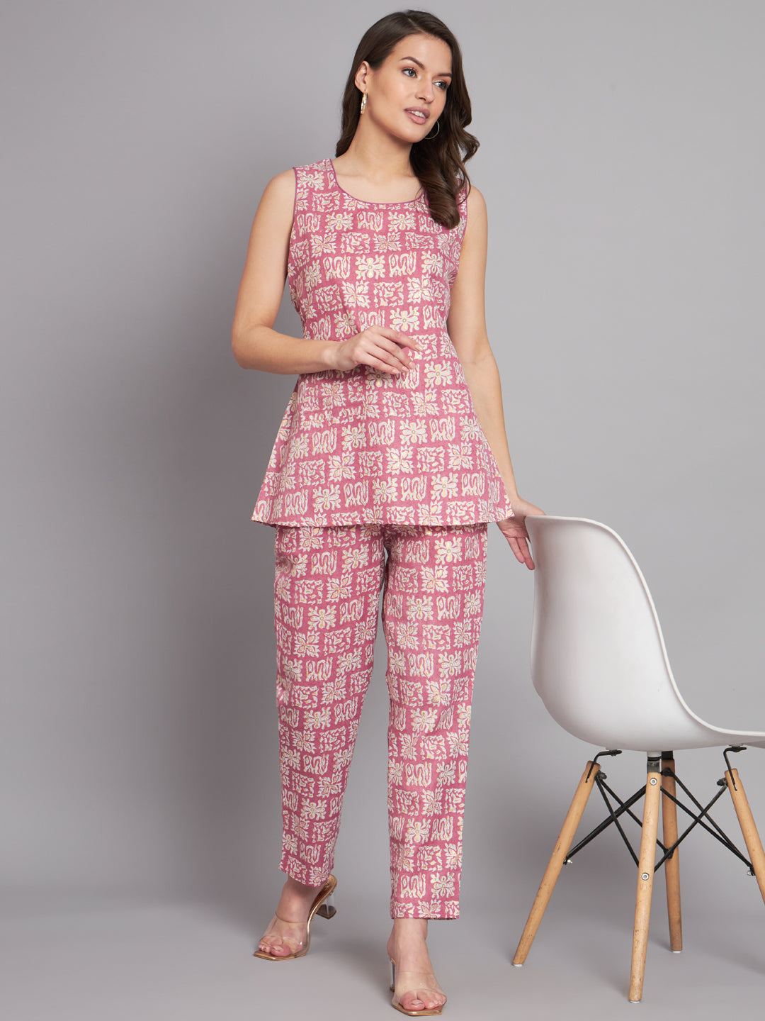 Foil Printed Cotton Onion Color Co-Ord Set