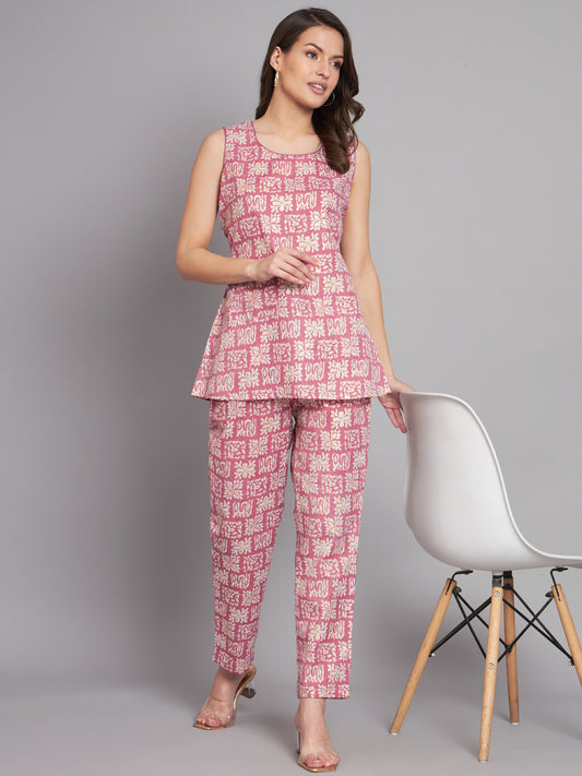 Foil Printed Cotton Onion Color Co-Ord Set