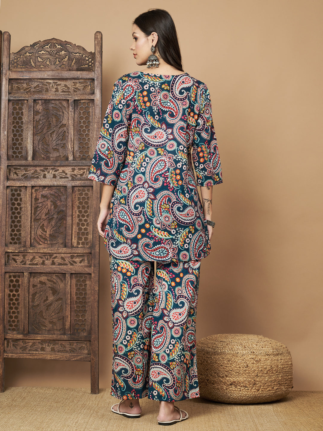 Paisley Printed Cotton Co-Ord Set with Pallazo