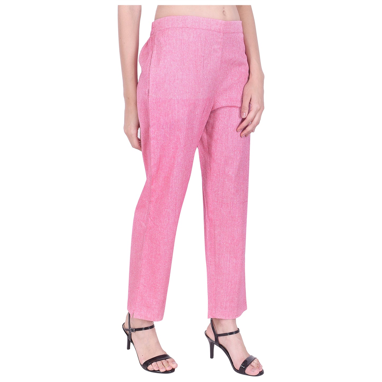 Regular Fit Women Pink Cotton Trousers