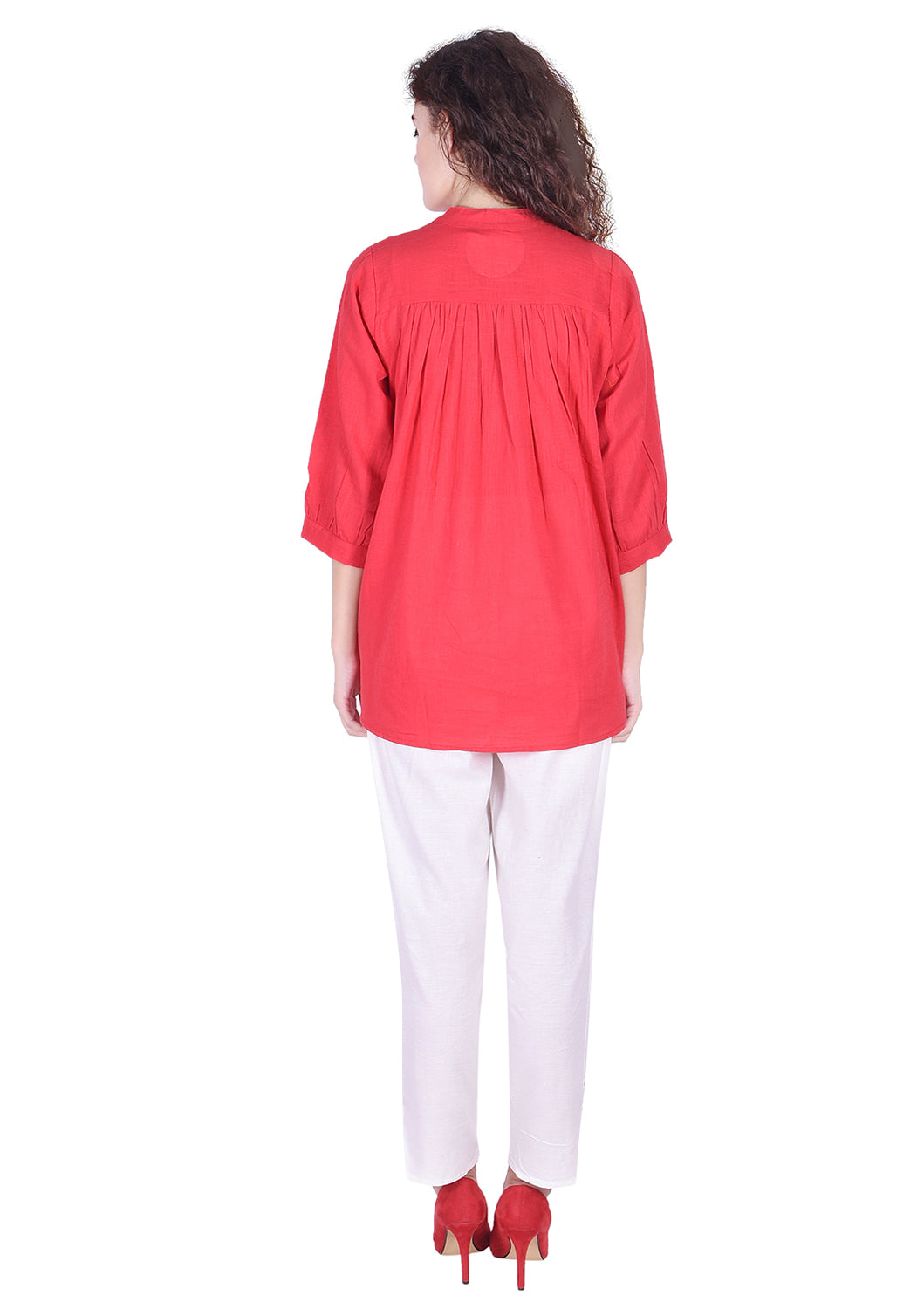 Solid Coral Shade Cotton Top