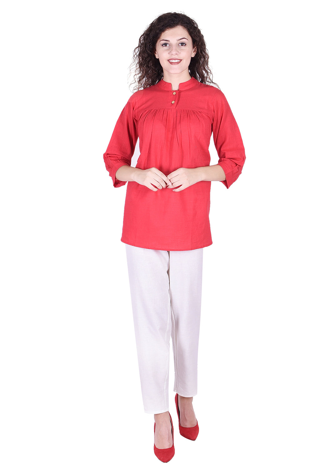 Solid Coral Shade Cotton Top
