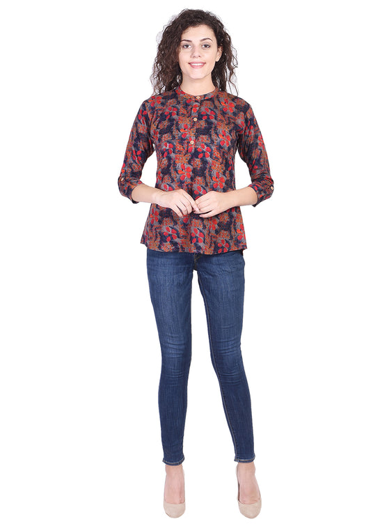 Casual Regular Sleeve Printed Soft Fabric Floral Top