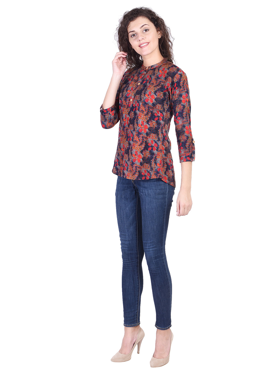Casual Regular Sleeve Printed Soft Fabric Floral Top