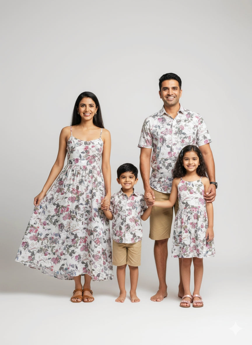 Family Matching Combo for Vacation & Pool Party White