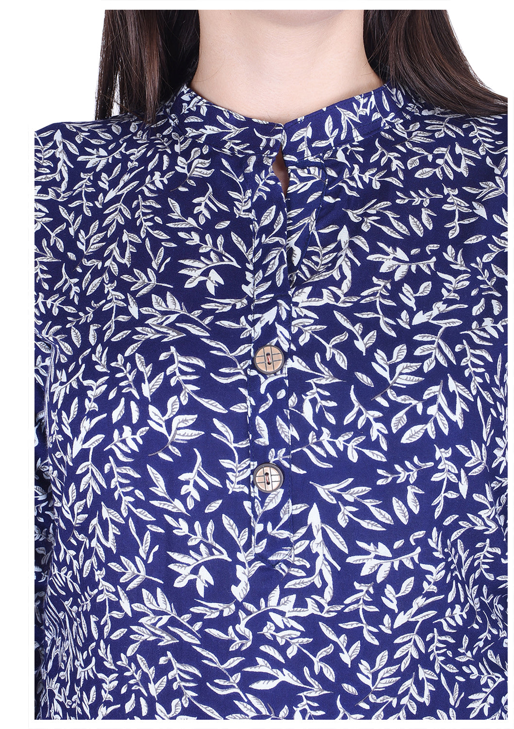 Casual 3/4th Sleeve Blue Flower Printed Top