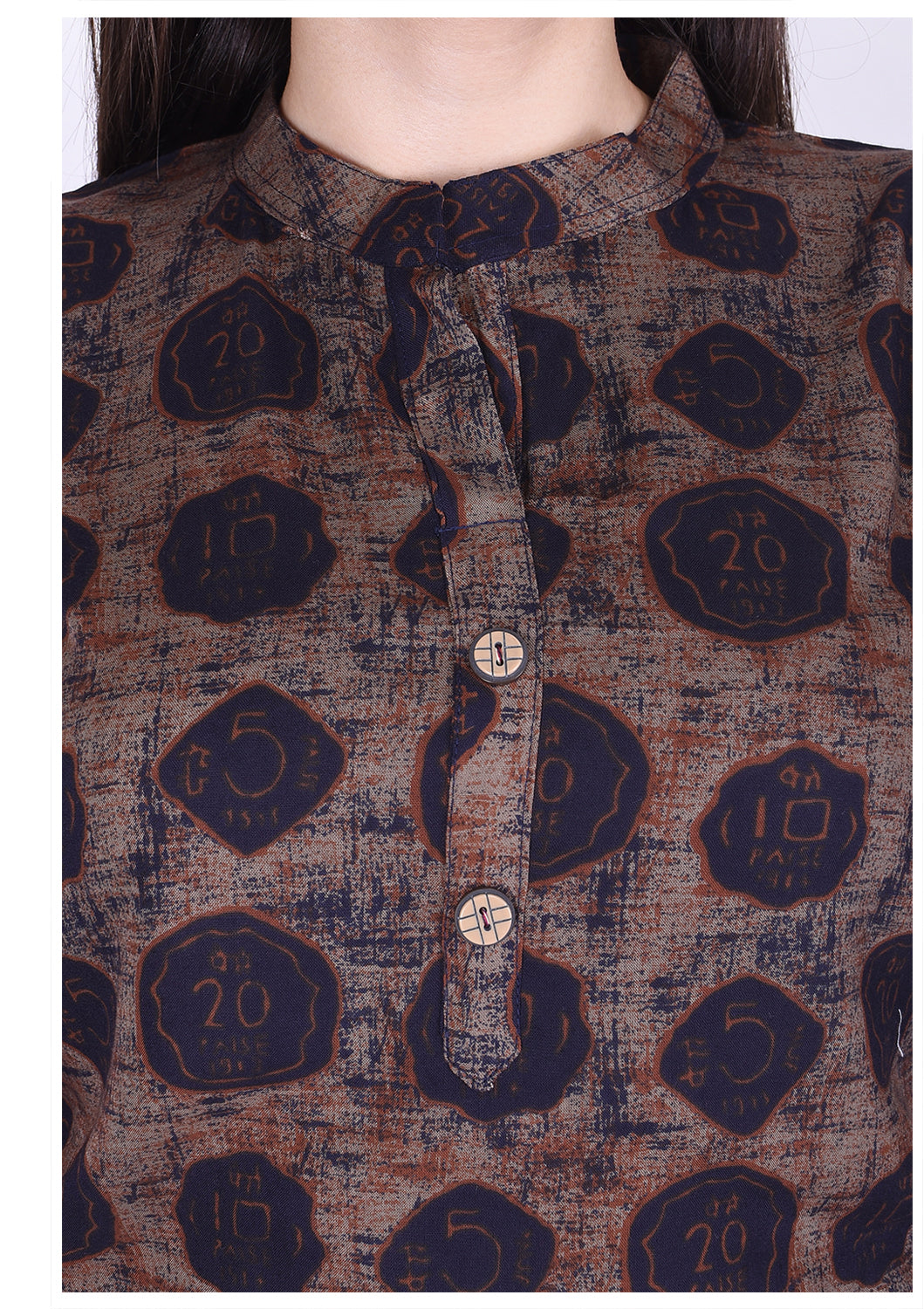 Casual 3/4th Sleeve Coin Printed Top