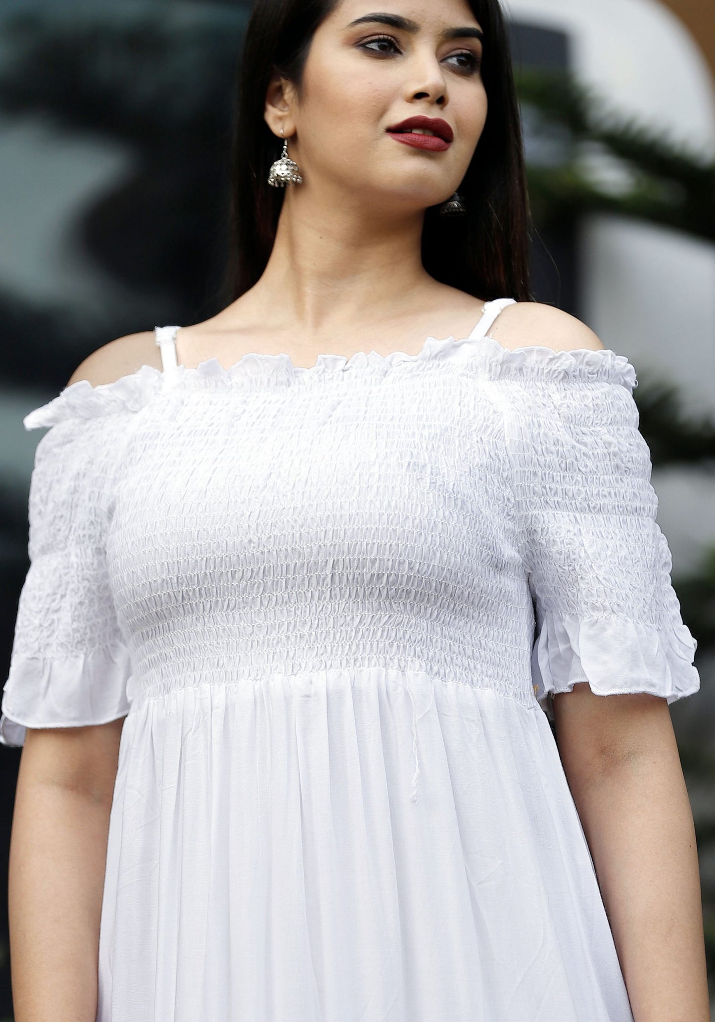 Vastralay White One Piece Bobbin Gown