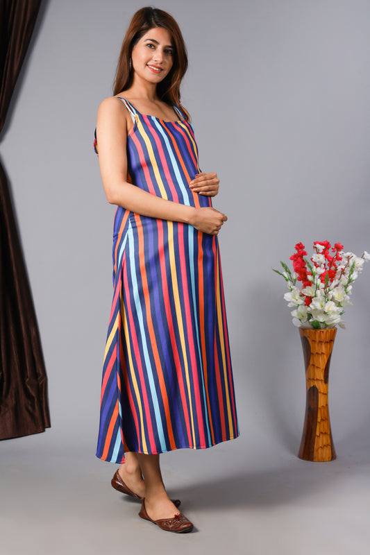 Multil lining  Shoulder Straps Maternity Gown