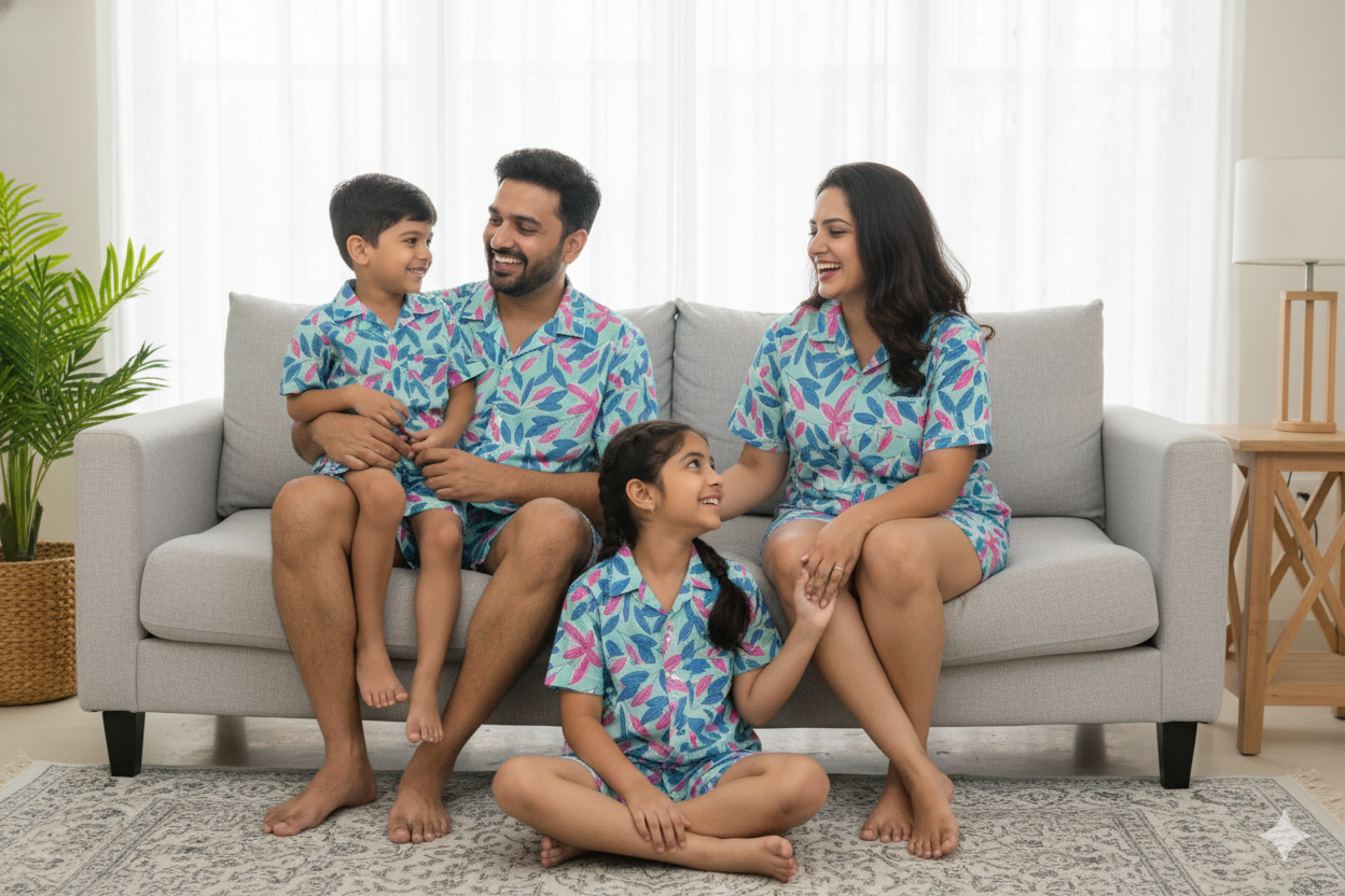 Family Matching Combo for Vacation & Pool Party Sky Blue