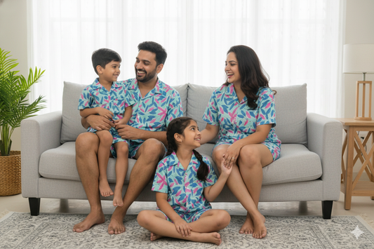 Family Matching Combo for Vacation & Pool Party Sky Blue