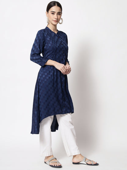 Self Check Textured A Line Kurta