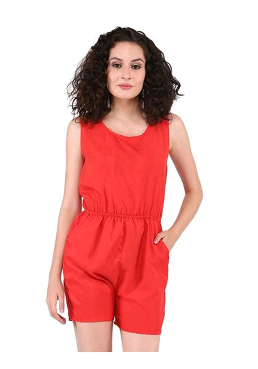American Crepe Red Jump Suit