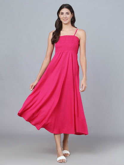 Rani Pink Shoulder Straps One Piece Long Gown
