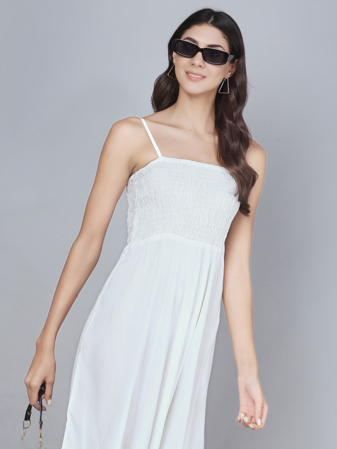 White Shoulder Straps One Piece Maxi Dress