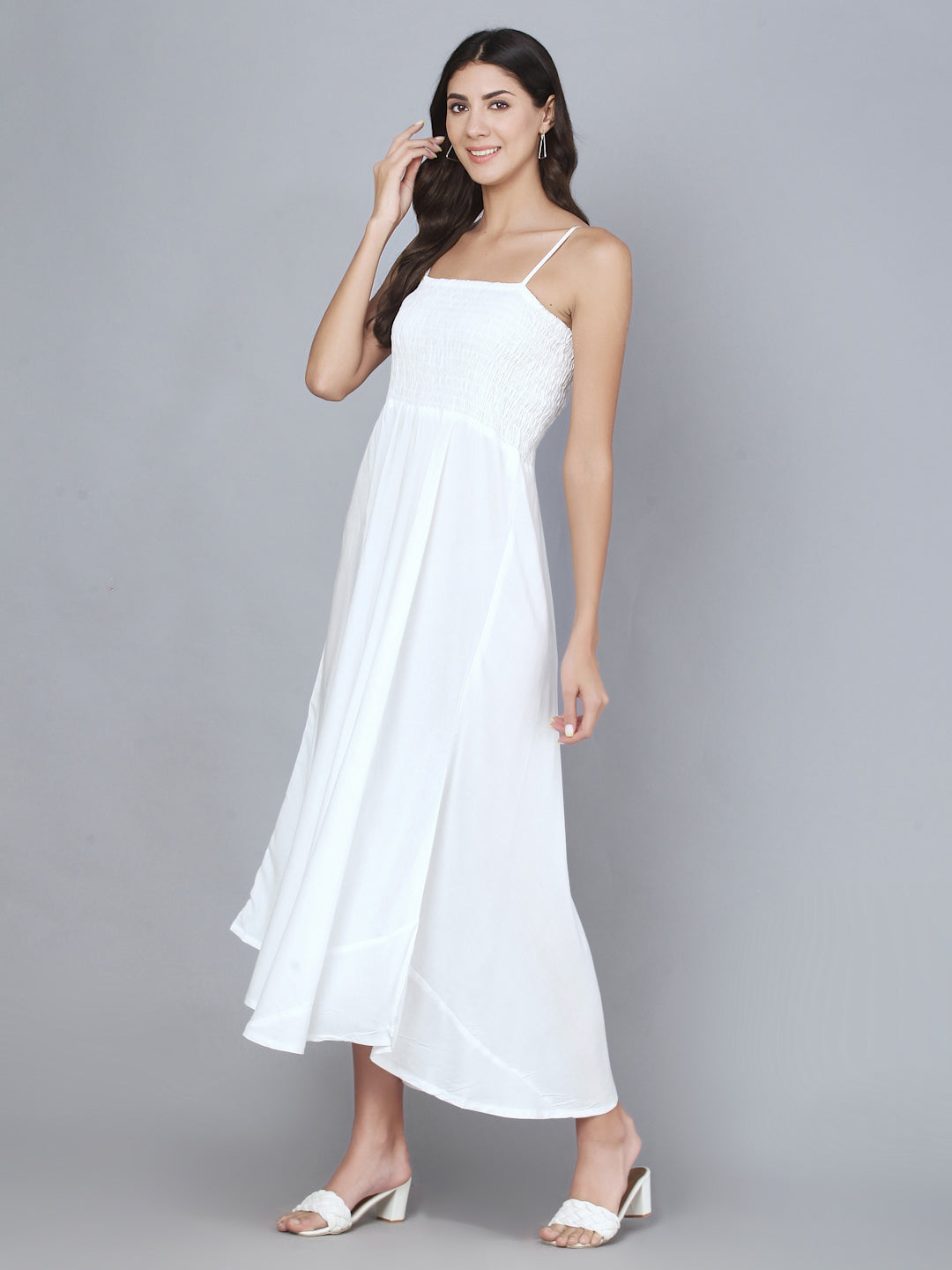 White Shoulder Straps One Piece Maxi Dress