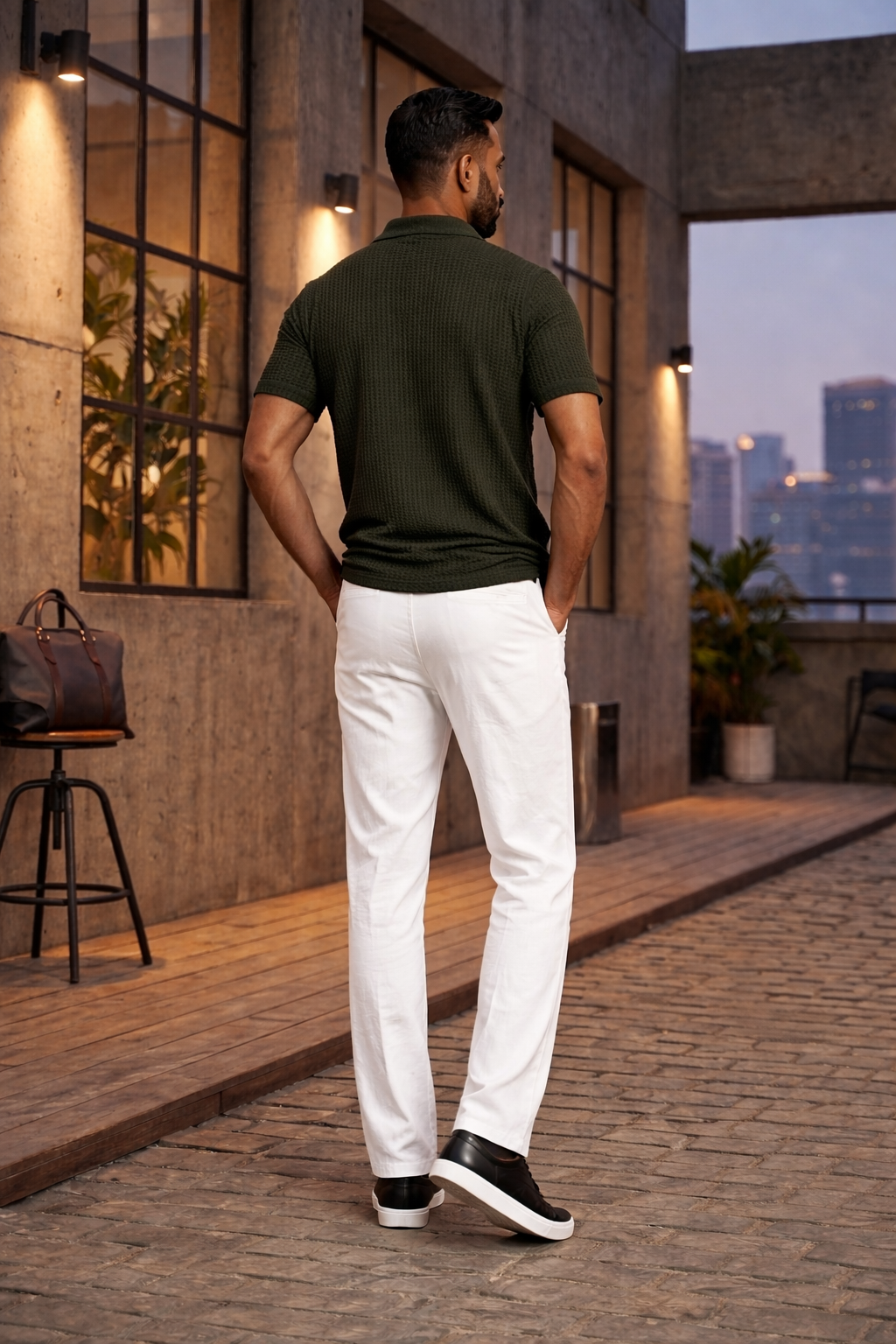 White Cotton Linen Loose Fit Men Pant
