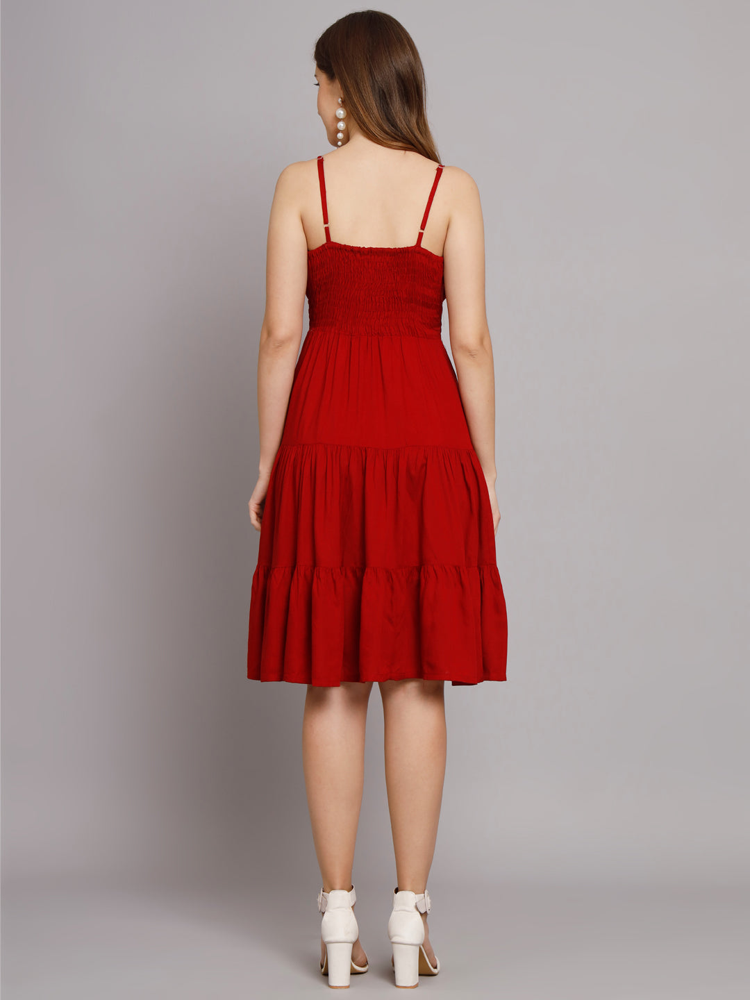 Shoulder Straps V-Neck One Piece  3 Tier Dress