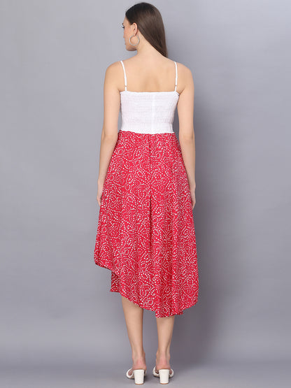 Pink Bandhej Printed Shoulder Straps Long Dress