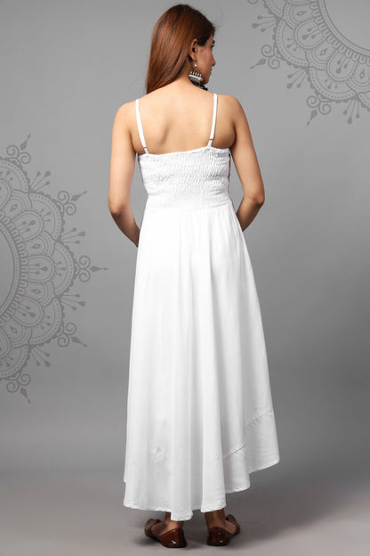 Solid White Color Shoulder Straps Maternity Gown